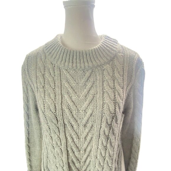 MERCURY DUO Women Cable Knit Sweater Sz M Gray Pullover Modern Classic 79-43 - Picture 3 of 16